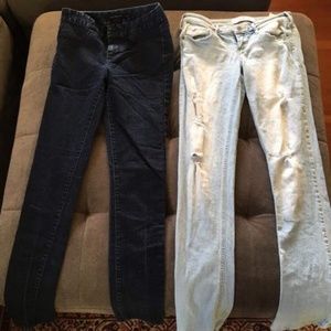 Dark Calvin Klein and light Hollister jeans